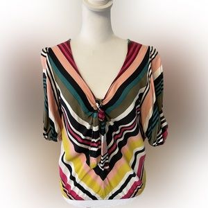Express | Colorful Multistripe Blouse | Small